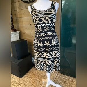 Acne Black and Cream Geometric Pattern Top